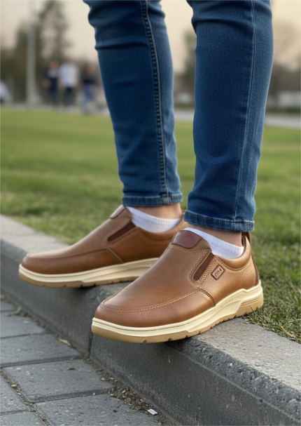 Brown Leather Hybrid Slip-Ons