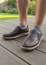 Brown Leather Hybrid Slip-Ons - Image 2