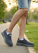 grey slip-on knit sneaker